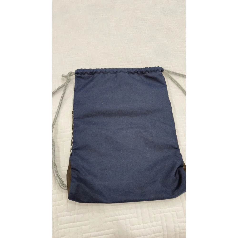 Adidas Navy Blue Yellow 3-Stripe Drawstring Cinch Sackpack Gym Bag - Picture 4 of 6